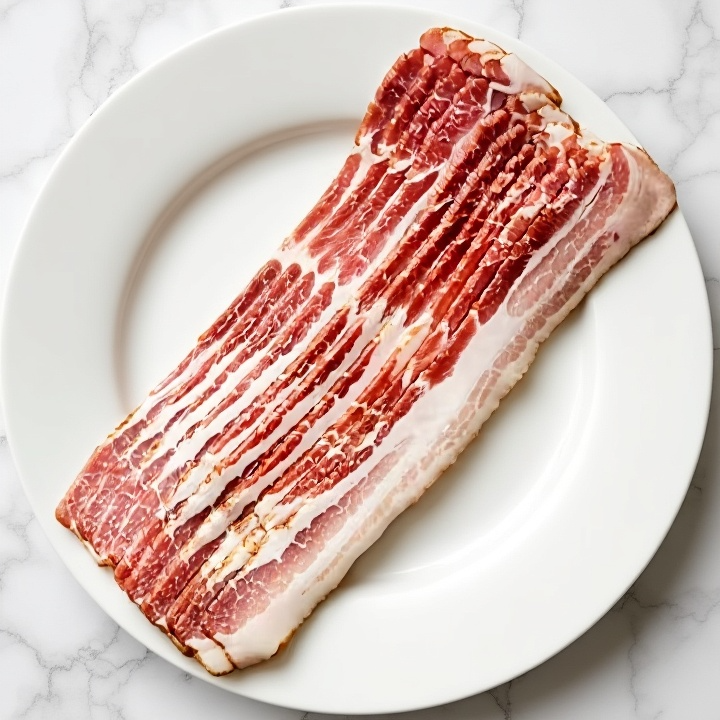 21-day dry-aged Bacon on white marble