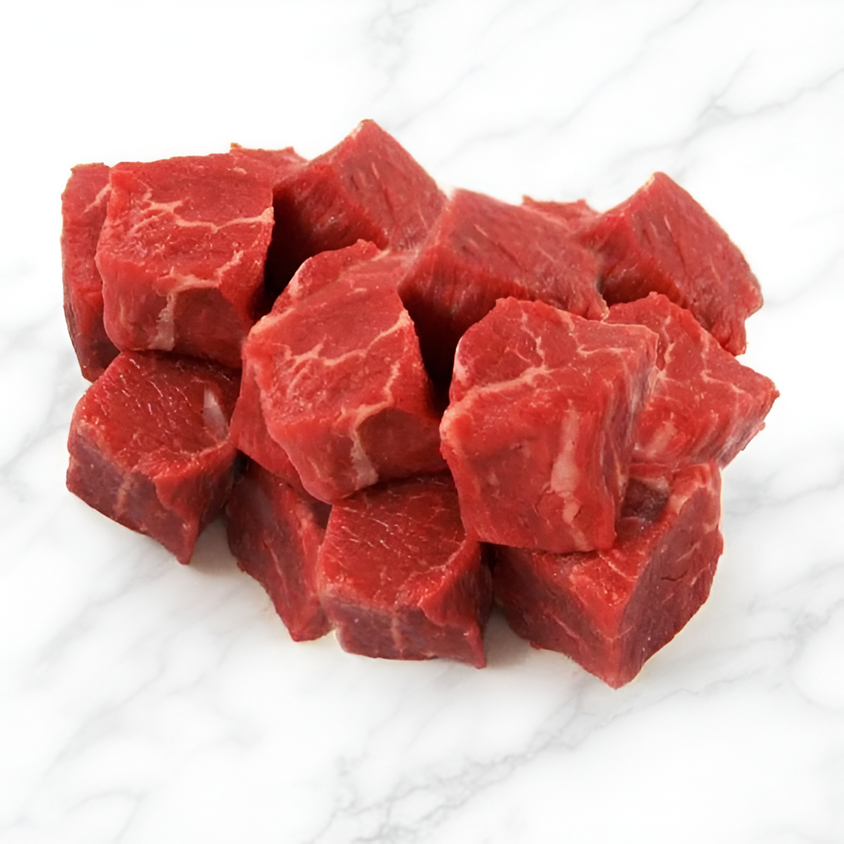 21-day dry-aged Boneless Beef Stew on white marble